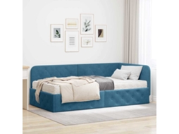 Vidaxl Estrutura De Cama De Canto Azul 90 X 200 Cm Veludo