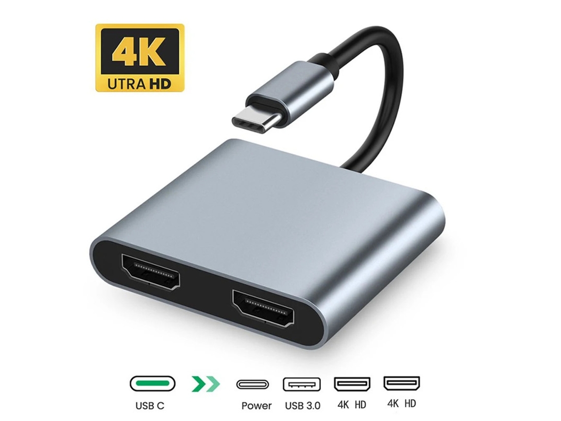 Yizhood Usb C 4 em 1 Tipo C Thunderbolt3 Docking Station para Dual Hd 4k Usb 3.0 Otg Pd Carregamento rápido para Ash