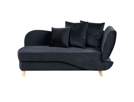 Chaise longue BELIANI Meri de Veludo Preto 156x69x73