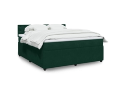 Vidaxl Cama com Molas/colchão 180x200 Cm Veludo Verde escuro