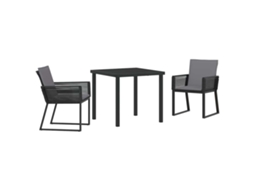 Maison Exclusive - Conjunto De Jantar Para Jardim 3 Pcs Preto Aço Revestido A Pó