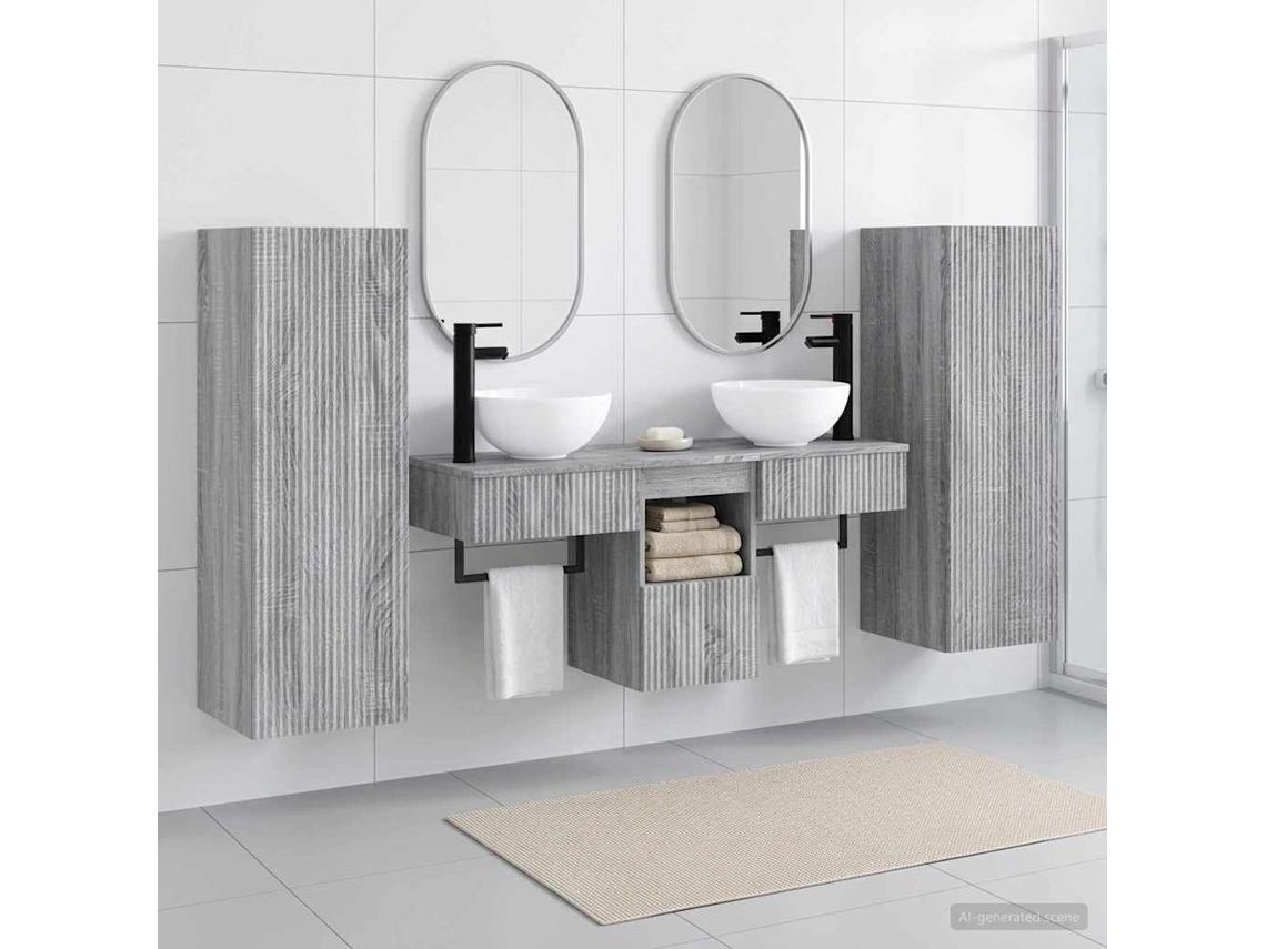 Vidaxl Conjunto De Móveis Para Banheiro 5 Unid. Sonoma Cinzento