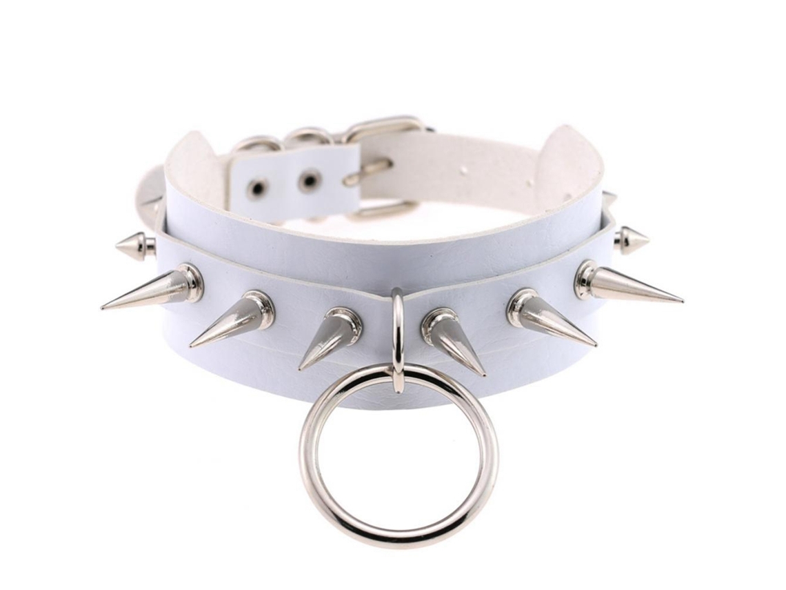 Colar Choker Pu Com Pingente Personalizado E Decoração Rivelamento