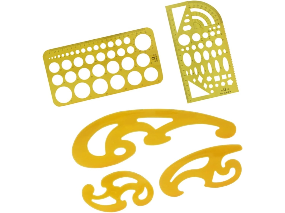 Conjunto De Réguas Plástico Amarelo Popetpop, Duráveis E Portáteis, Para Desenho Arquitetônico, Adequadas Para Projetos