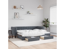Cama De Solteiro | Camas Para Quarto | Sofá-cama C/ Gavetão E Gavetas 80x200 Cm Veludo Cinzento-escuro