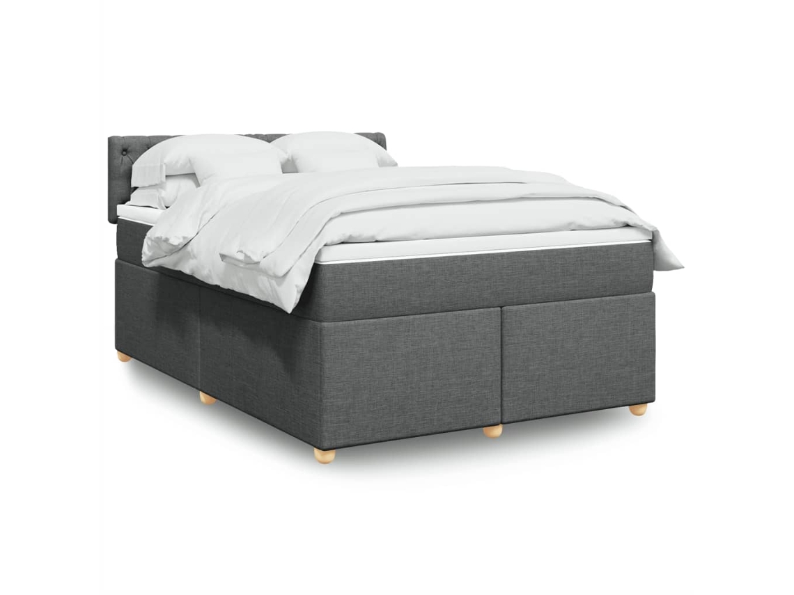 Vidaxl Cama Com Molas/colchão 160x200 Cm Tecido Cinzento-escuro