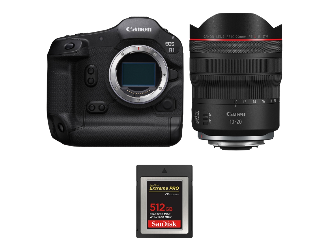 Eos R1 + Rf 10 20mm F/4 L Is Stm + 1 Sandisk 512gb Extreme Pro Cfexpress Type B + Ebook “20 Dicas para Fotos Que Impressionam” CANON