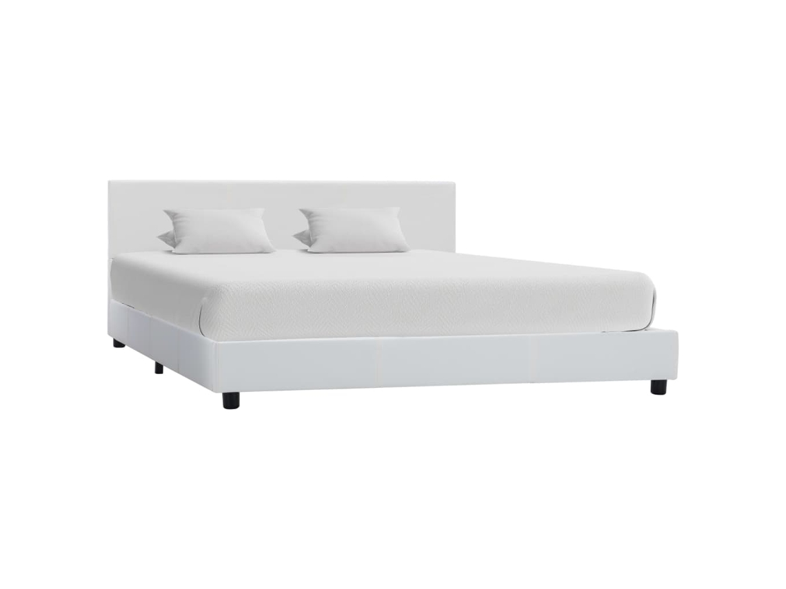 Vidaxl Estrutura De Cama 120x200 Cm Couro Artificial Branco