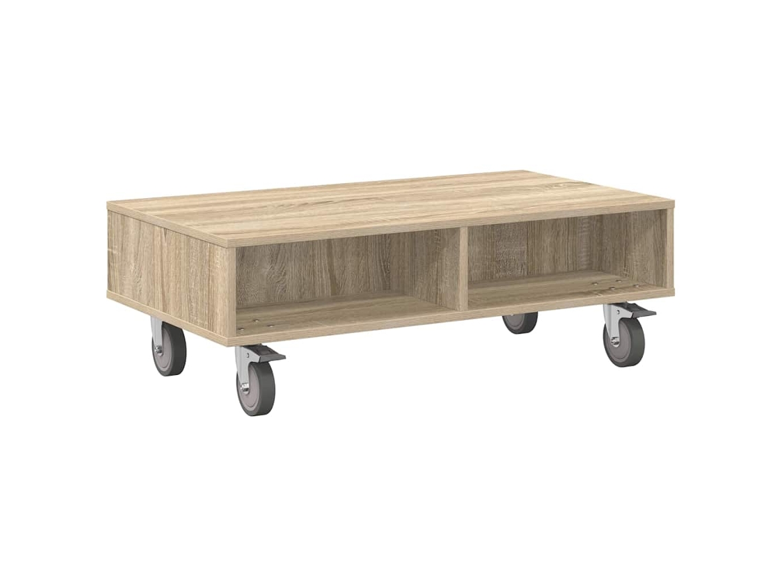 Mesa Para Sala | Mesa Lateral Com Rodas Carvalho Sonoma 90 X 50 X 30 Cm