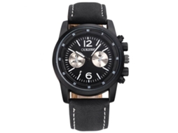 Relógio de pulso simples e elegante com pulseira de couro PU (preto)