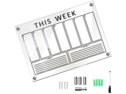 Quadro de recados de parede em acrílico para escrita com marcador apagável a seco, fácil de instalar, ideal para restaurantes ou uso doméstico.