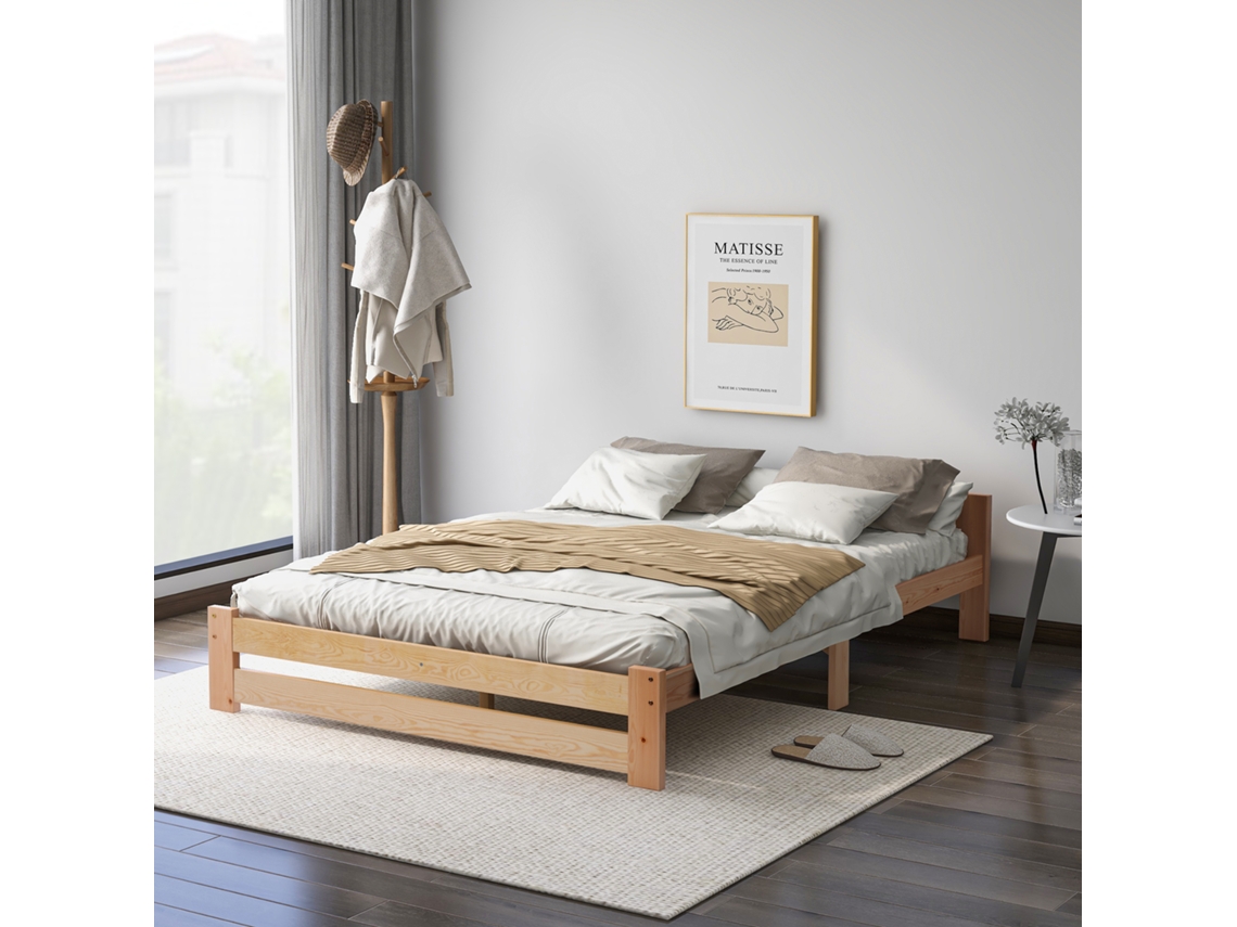 Cama Futon Madeira Maciça Natural 200x140cm