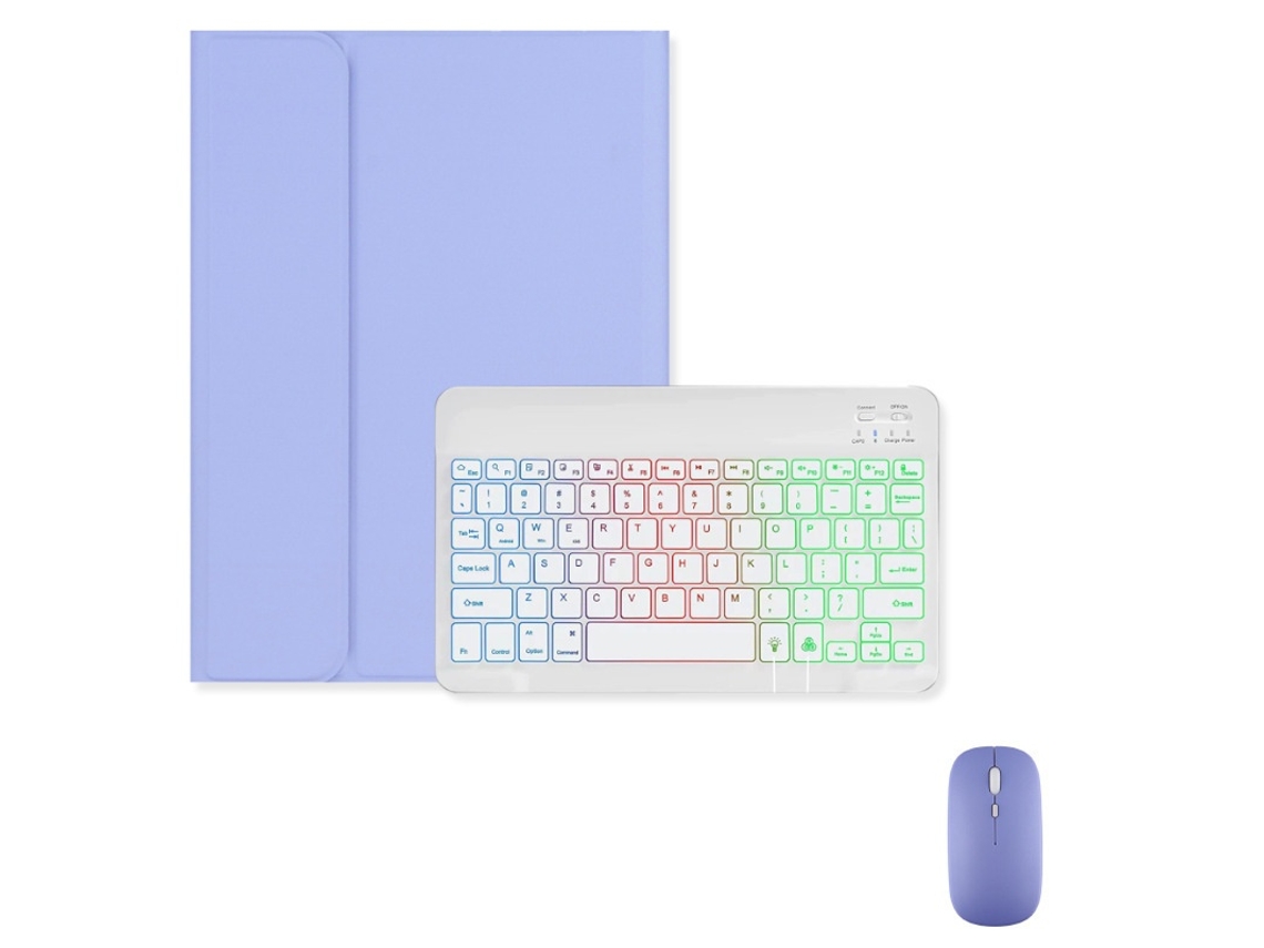 Lurelia Capa Com Teclado Bluetooth Para 10 Pol. Retroiluminada De Sete Cores
