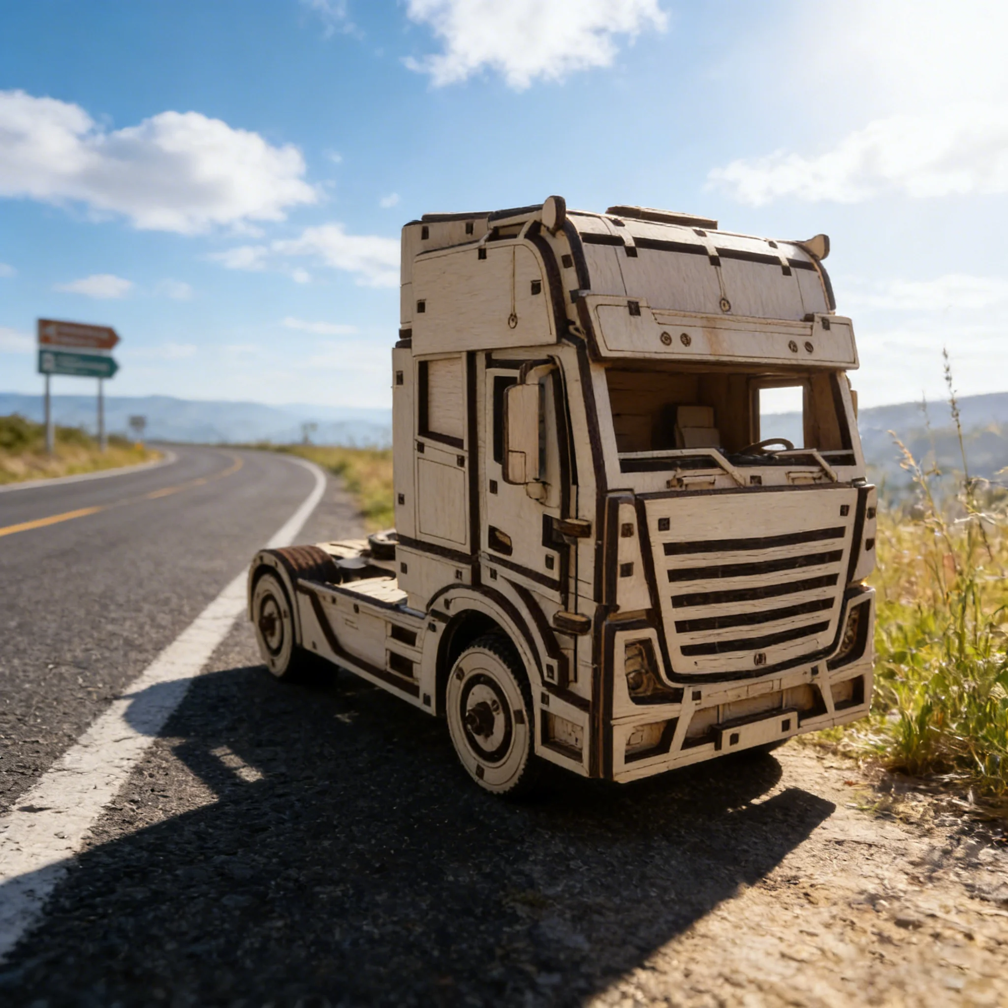 Quebra cabeça 3d de Caminhão Europeu em Madeira, Kit de Modelo Faça Você Mesmo MDUG