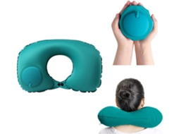 Travesseiro Inflável Portátil Formato U Cor Verde Malaquita AQUAFORGE