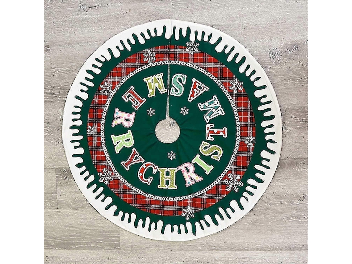 Base De Árvore De Natal Verde De 91 Cm (36 Polegadas) Com Estampa De Floco De Neve Para Decoração Natalina.