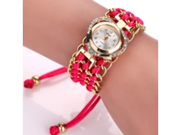 Relógio Pulseira Feminino de Quartzo Analógico com Strass Coração em Rose Red