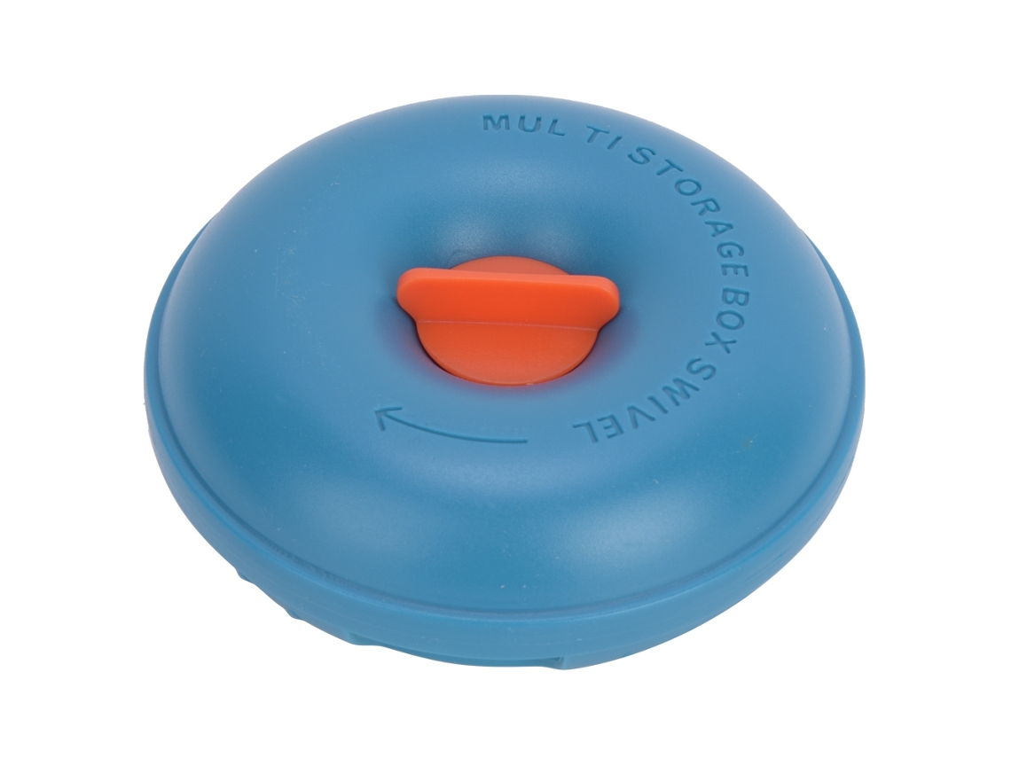 Porta-comprimidos portátil redondo com fecho para viagens, mini azul-doce.