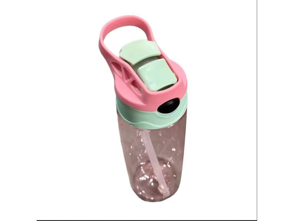 Garrafa de Água Infantil de 500ml com Tampa e Canudo, Livre de Bpa MDUG (rosa)