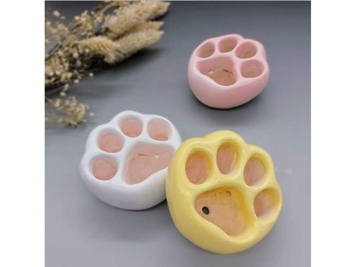 Conjunto de 3 vasos de cimento criativos com estampa de pata de animal para uso interno, combinando com sala de estar e escritório.