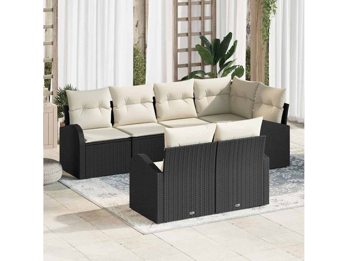 Vidaxl Conjunto De Sofá De Jardim Preto Vime Pe