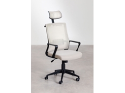 SKLUM Cadeira de Escritório com Rodas e com Apoio de Cabeça Teill Black Nylon Toupeira Claro