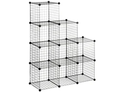 Prateleira Modular com 9 Compartimentos de Malha, Preto