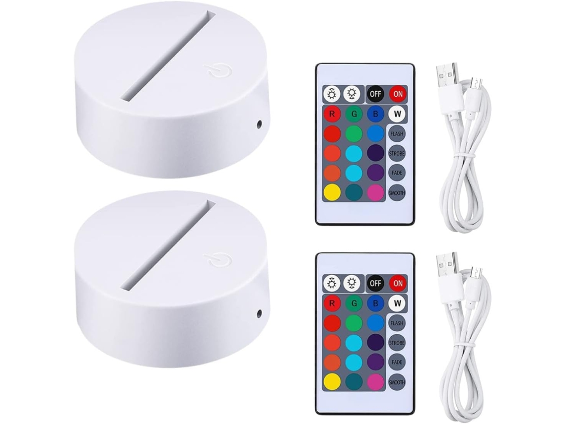 Suporte De Exibição Com Iluminação Led 3d, Controle Remoto, 16 Cores Variáveis E Base De Luz Noturna Usb Branca.