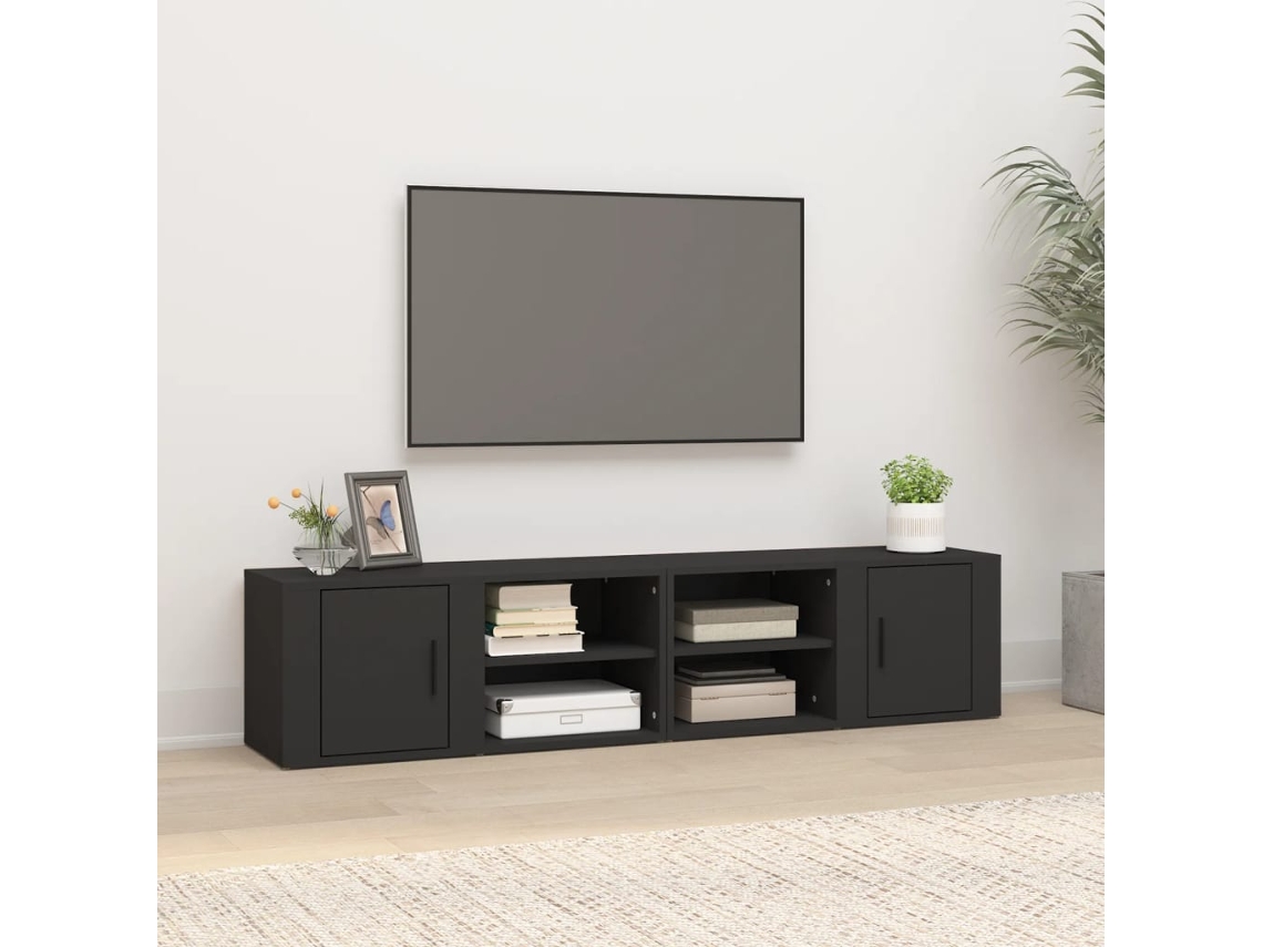 Vidaxl Móveis Tv 2pcs 80x31,5x36 Cm Derivados De Madeira Preto