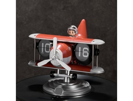 Relógio de mesa digital giratório automático de 12 horas com números grandes e disco rígido alimentado por bateria (vermelho)