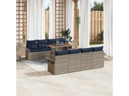 Vidaxl Conjunto De Sofá De Jardim 7 Unid. Cinzento E Azul Marinho