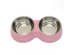 Tigela Dupla para Ração de Animais de Estimação, com Revestimento Interno em Aço Inoxidável, Anti tombamento para Cães e Gatos AQUAFORGE