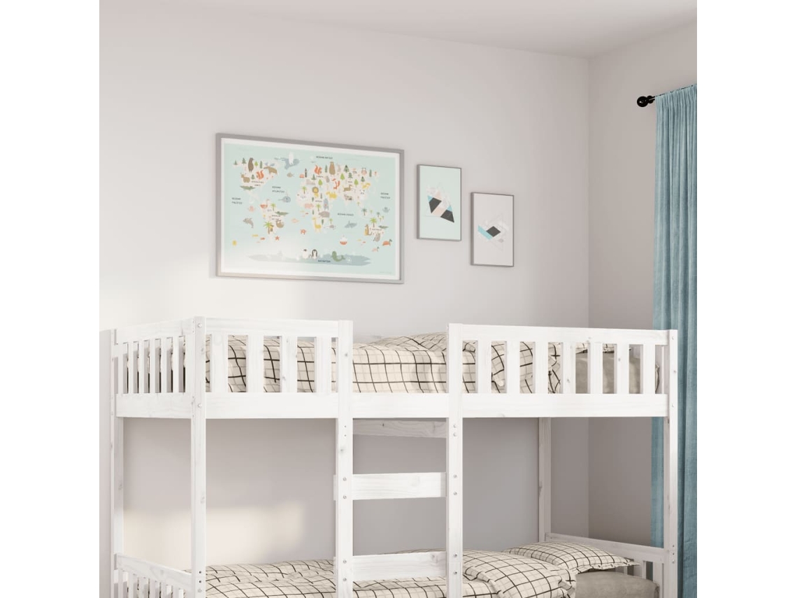 Cama De Criança Sem Colchão 90x190 Cm Pinho Maciço Branco