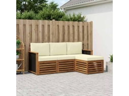 Vidaxl Conjunto De Sofás Para Exterior 4 Pcs Natural E Creme
