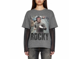 Rockinstone Rocky Movie Run Rocky Movie Heather Graphite Adult T-shirt Size:l