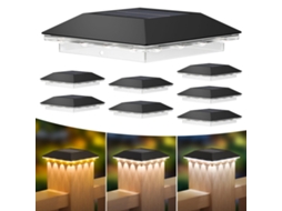 Conjunto de 8 Luminárias Solares para Postes, Led À Prova D'água com 3 Modos de Iluminação para Cercas Externas, Decks e de Madeira, 5x3 AQUAFORGE