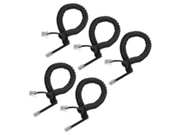 Pacote Com 5 Cabos Pretos Espiralados Para Telefone Fixo, Duráveis, Elásticos E Com Plugue.