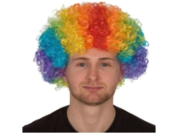 Peruca Afro Rebaixada Adulto Multicolorida para Festa Clown Halloween Traje Fancy (arco íris)