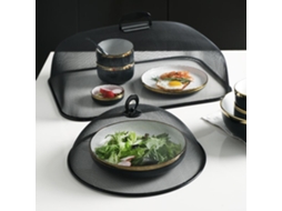 Tapa Para Comida De Hierro Con Malla Densa, Girable 180°, Manija, Rectangular Grande, Negro, Accesorio De Cocina