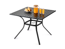 Mesa De Pátio Quadrada Preta Vevor 940 X 940 X 735 Mm Em Aço Carbono Com Carga De 68 Kg