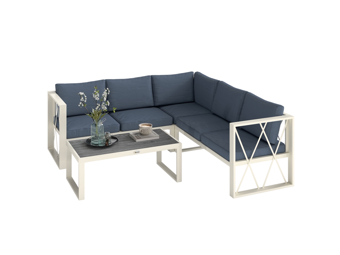 Conjunto de Móveis de Jardim Aço, Poliéster e Dpc Cor Cinzento 121x61x62 cm Outsunny