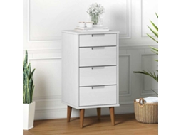 Vidaxl Armário De Gavetas Molde 40x35x82 Cm Pinho Maciço Branco