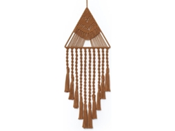 Apanhador de sonhos triangular de parede em renda trançada com franjas, estilo boho para decoração de casa.