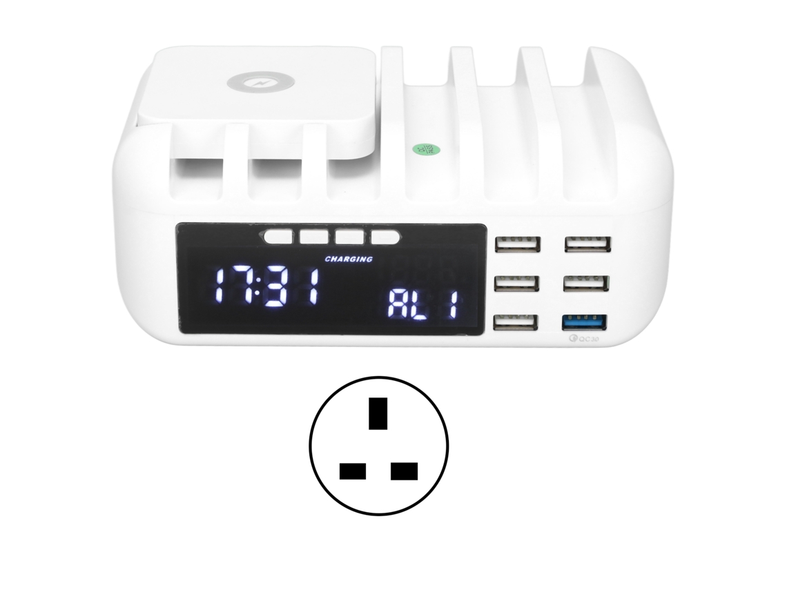 Carregador Sem Fio LAXISCREED 5 Portas Usb com Relógio