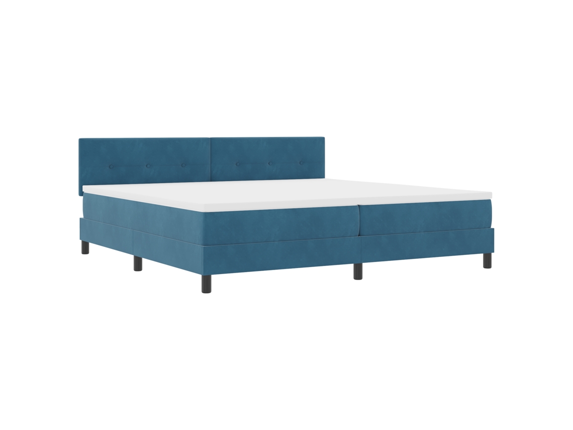 Conjunto 1 Cama Box Vidaxl Azul Veludo (200 X 200 Cm)
