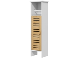 Coluna Casa De Banho Moderna Móvel Auxiliar De Com Suporte Para Papel Higiénico 21x17x78 Cm Branco E Madeira