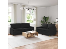 Vidaxl Conjunto De Sofás 2 Unid. Preto Tecido