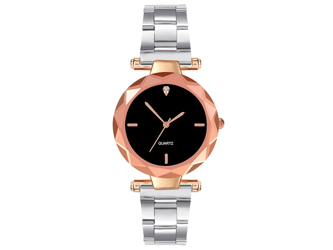 Relógio de Pulso Analógico de Quartzo com Pulseira de Aço Inoxidável Prata Moda Leisure