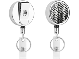 Porta Crachás Retrátil Em Metal Com Estampa De Pele Cobra Preta E Branca, Clipes Resistentes Crachás, Chaveiro