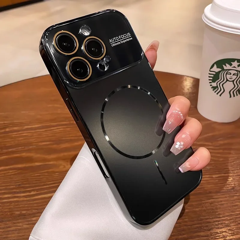 Capa Magnética Para Iphone 16 Pro Max (preta), Proteção Para Lente, Capa Rígida Fosca Em Policarbonato.